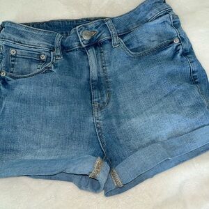 Aeropostale Women's Mid Wash Blue Denim Shorts